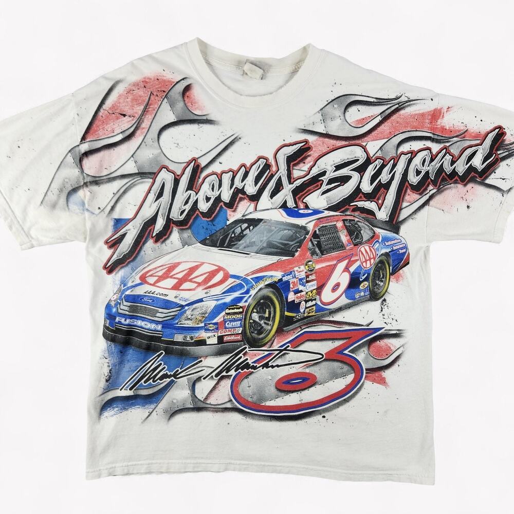 Nascar Mark Martin Shirt Mens Large White Racing AAA Roush 6 American Flyer 2006
